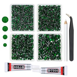 qiipii Emerald Green Crystal Resin Rhinestones w B7000 Jewelry Glue for Bedazzling Crafting 3mm 4mm 5mm 6mm Flatback Stones Diamonds Crystals Gems Charms for Nails Face Eyes Makeup Tumblers DIY Crafts