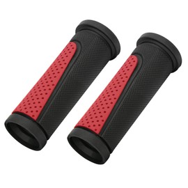 TOPCABIN Bike Handlebar Grips,Short Mini Bicycle Handlebar Grips Two-Color Rubber Bike Grips Fit Many Standard Bikes 2PCS 90MM Length (Black + Red 90mm)