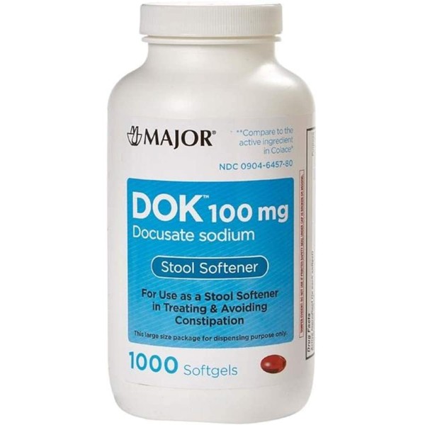 DOK Stool Softener 100 Mg 1000 Softgels