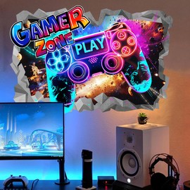 Runtoo 3D Game Wall Stickers Gamer Controller Wall Decals Teenagers Video Gaming Wall Decor for Boys Room Kids Bedroom Playroom