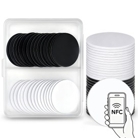 Catephe 30 Pcs NFC Tags, 25mm NFC Stickers Cards with Adhesive Back, Blank Rewritable Programmable NFC Coin Cards, 504 Bytes Memory Compatible with Amiibo and NFC Enabled Phones