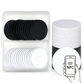 Catephe 30 Pcs NFC Tags, 25mm NFC Stickers Cards with Adhesive Back, Blank Rewritable Programmable NFC Coin Cards, 504 Bytes Memory Compatible with Amiibo and NFC Enabled Phones