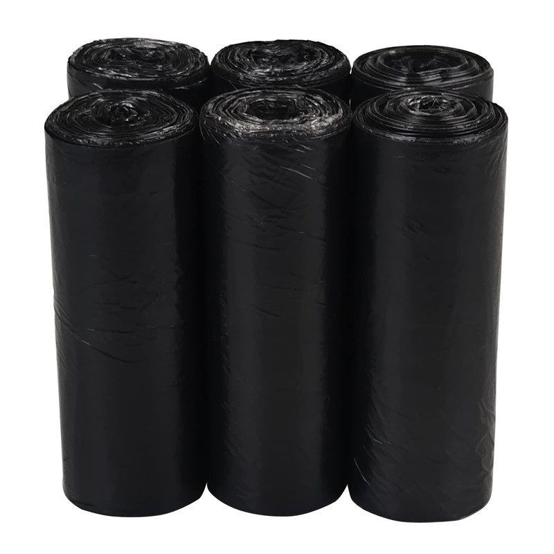 Yesdate 15L Black Bin Bags, Bathroom Bin Liner, 6 Rolls,