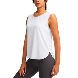 YYV Women's Workout Tank Tops Lightweight Sleeveless Workout Tops Loose Fit Yoga Athletic Running Shirts(White Medium)