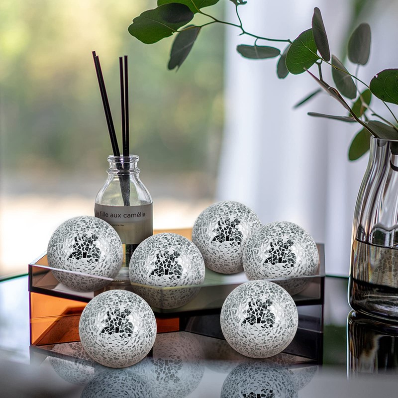MDLUU 6 Pcs Mosaic Sphere Balls-Diameter 3 in, Decorative Orbs,