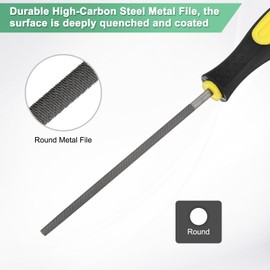 M METERXITY Round Metal File 6 Inch, High Carbon Steel File Diamond File Hand File W PVC Grip Handle for Wood/Metal/Ceramic/Glass/Stone/Jewelry/Tile/Model/DIY/Sharpening File