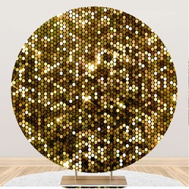 Aoihrraan 200cm Diameter Backdrop Glitter Golden Round Sequin Shimmer Flash Wall Photography Background Engagement Wedding Anniversary Party Newborn Girls Adult Portrait Photo Studio Props