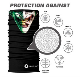 Skull Face Mask Bandanas, Neck Gaiter, Headwear, Magic Scarf, Headband for dust sun wind (Green)