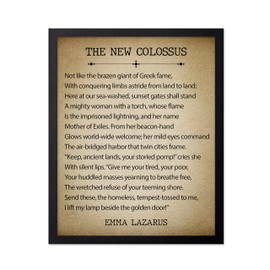 Poster Master Emma Lazarus Poster - The New Colossus Print - Poetry Art - Literary Quote Art - Gift for Him, Her, Men, Women - Motivational Decor for Bedroom, Living Room, 8x10 Black Framed