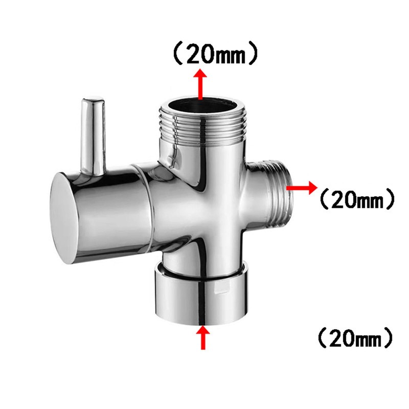 Shower Diverter Valve, G1/2" to G1/2" BSP T-Adapter 3-Way Tap