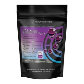 HEALTHADDICTION - Colágeno Glow Pack con Coenzima Q10, Biotina, Vitamina E, Astaxantina, Zinc, Acaí y Antioxidantes - Fórmula Completa de Colágeno Hid