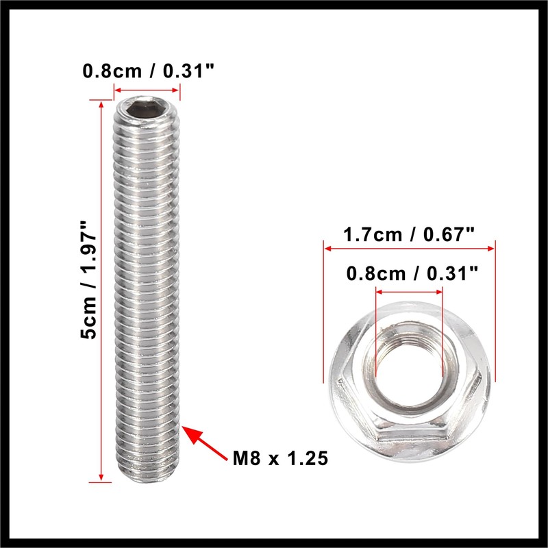 Hihaha 16pcs Stainless Steel Exhaust Manifold Bolt Stud Hardware for