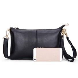 EVEOUT Women's Genuine Leather Purses Crossbody Shoulder Bag Evening Bag Small Shoulder Clutch Bag Phone Wallets for Girls and Women, black, Classic, fashionable