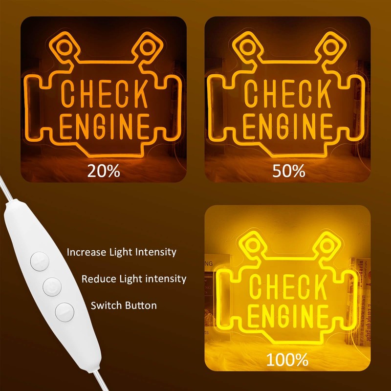 Check Engine Neon Signs for wall decor, Garage Neon Sign