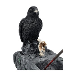 Gothic Incense Holder with Raven and Zombie Graveyard Motif, Artificial Stone, 27 cm, Decorative Figure