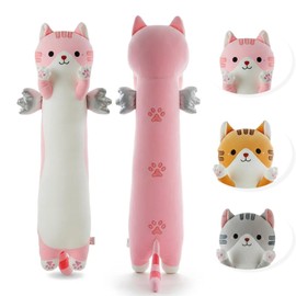 Somao 35.4" Long Cat Plush Pillow with Wings - Super Soft Stuffed Animal for Kids & Adults, Cute Body Pillow for Sleeping, Squishy Cat Plushies Gifts for Girls (Pink)