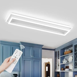 Vloitgol Dimmable Led Ceiling Light with Remote Control 31.5in Modern Linear Flush Mount Ceiling Lighting Fixture Acrylic Long Ceiling Lamp for Living Room Kitchen Dining Room Hallway (White)