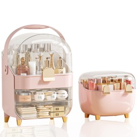 Makeup Organizer, Skincare Holder Bathroom Counter Organizer, Storage Box Cosmetic Display Cases, Teen Girl Gifts Trendy Stuff Make up Organizers for Vanity, Dresser, Countertop (Pink)