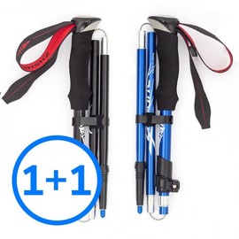 2 Pieces 1 Set Double Fixed Short Long Mountaineering Stick Foldable Stick Ultra Light Sports Leisure Foldable Hiking stick long black 1+1
