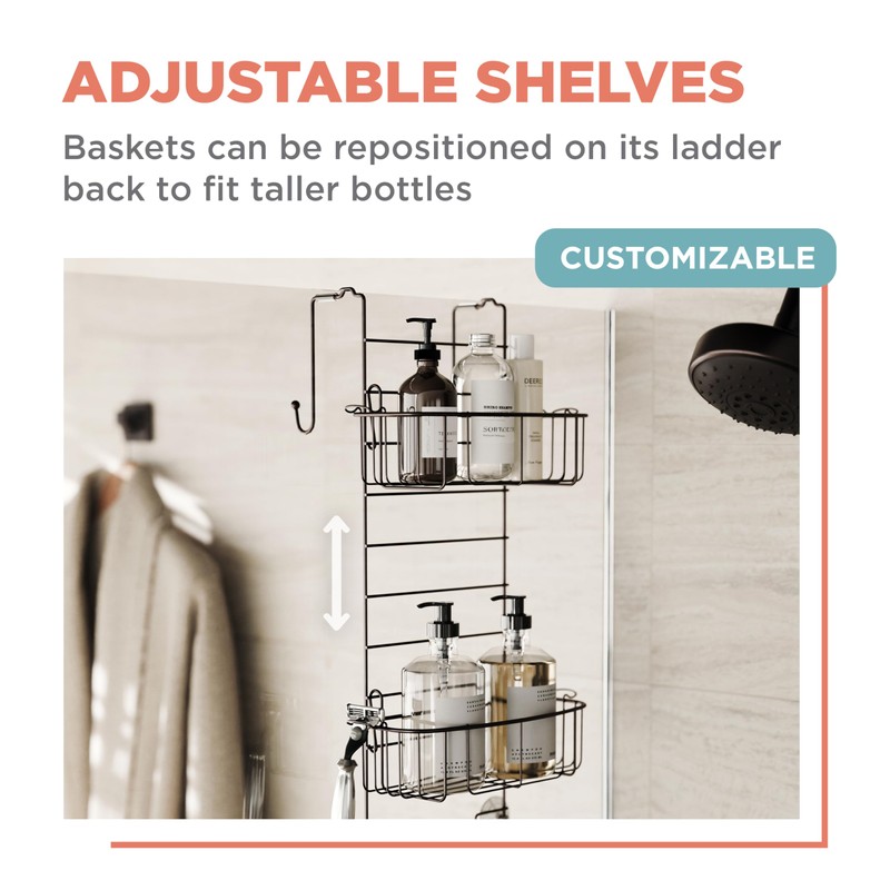 Zenna Home Shower Caddy Hanging Over the Shower Door Organizer,
