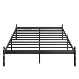 ZIYOO 14 inch Metal Queen Bed Frame with Vintage Style, Mattress Slide Stopper, 1500LBS Heavy Duty Steel Slats, No Box Spring Needed, Platform Noise-Free, Easy Assembly
