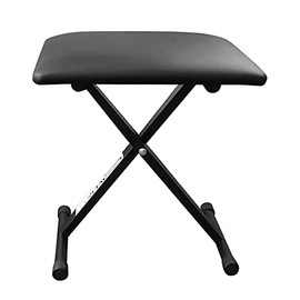 Adjustable Black Piano Bench with Padded Leather Cushion Wooden Benches for Keyboard Stand and Collapsible Easy to Fold Stool Keyboard Chair Vanity Seat, Cello Guitar Stool and Stand Non-Skid Design