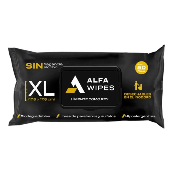 Toallitas Húmedas Alfa Wipes Desechables Inodoro 1Pack 50pz