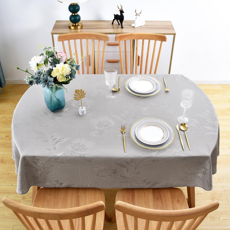 Wolkemer Oval Jacquard Tablecloth Gold Floral Countryside Leaves Damask Patterns