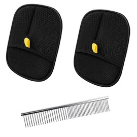 2 Pcs Cat Grooming Glove + 1 Comb, Static Removal Gloves Pet Hair, Grooming Gloves for Dogs, Deshedding Glove & Brush Kit for Effective Pet Hair Removal (2 Gloves + 1 Comb)