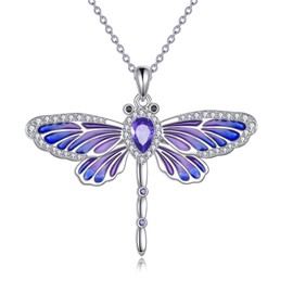 Grmdit Dragonfly Necklace 925 Sterling Silver Dragonfly Pendant Cute Jewelry Gifts for Women, Cubic Zirconia