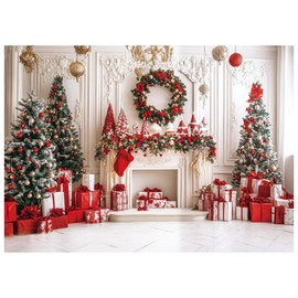 AIIKES 7x5ft Weihnachten Foto Hintergrund Weihnachten Kamin Hintergrund XY123