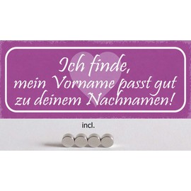 Tin Sign 27 x 10 cm Curved Including 4 Magnets My First Name Your Last Name Fits Saying Decorative Gift Sign