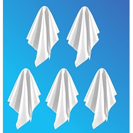 5 Pack White Oversized Microfiber Cleaning Cloth, Ideal for All LCD and Touch Screens Lenses on Cameras, Binoculars, telescopes, All Types of Optical Glass (8inchx8inch or 20x20cm)