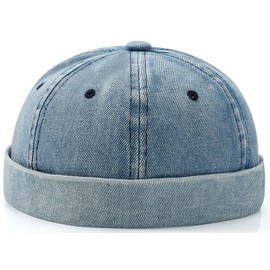 Glamorstar Brimless Dome Hats for Women Men Sailor Beanie Cap Vintage Docker Hat Blue