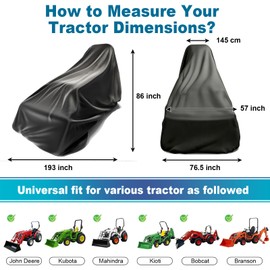 Tractor Cover,Tractor Covers Waterproof Heavy Duty, Replace for Kubota,Universal Tractor Cover,600D Oxford Cloth Waterproof(189 L x 76 W x 86 H in)