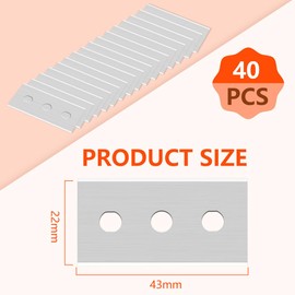 Flintronic Pack of 40 Ceramic Hob Scraper Replacement Blades, Stainless Steel Scraper Blades, Razor Blades Zeranhob Scraper, Ceramic Hob, Hob Scraper for Hob, Oven, Glass Ceramic (43 x 22 mm)