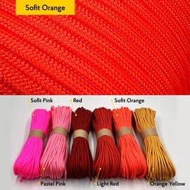 EdcX Paracord 4 mm, 35+ Solid Colours (15 m, 30 m, 50 m, 100 m, 300 m), Ideal for Crafts, Camping, Outdoor, 100% Nylon Rope, 4 mm, Tactical Cord 550, Type III (Soft Orange, 50 m)