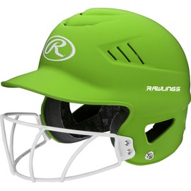 Rawlings | COOLFLO HIGHLIGHTER Batting Helmet | Face Guard Included | One Size Fits Most 6 1/2"-7 1/2" | Matte Neon Green