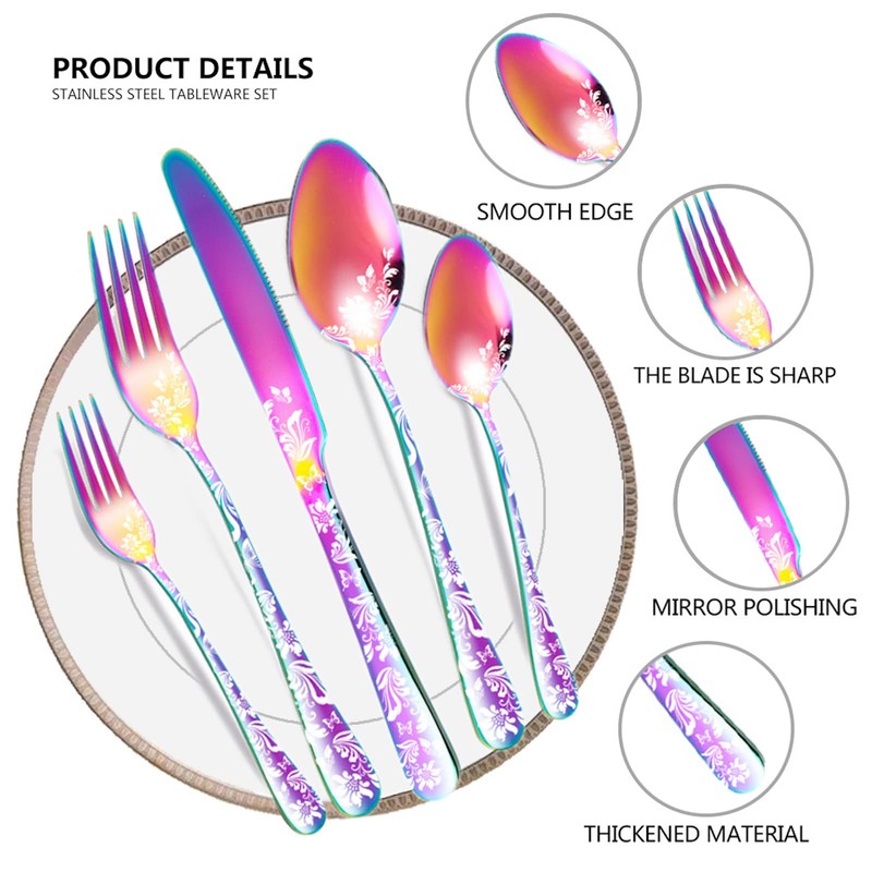 vilihkc 20 piece Unique Pattern Design Silverware Set, Stainless Steel