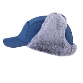 Home Prefer Men's Warm Winter Hat with Earflaps Faux Fur Trooper Trapper Hat Ushanka Hunting Hat (US, Alpha, One Size, Blue)
