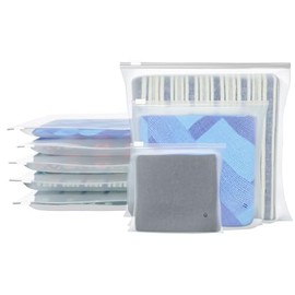 Set of 100 Plastic Poly Bags with Slider Closure for Clothes & Fabrics, 3 Mil (Frosted, 14 X 14")