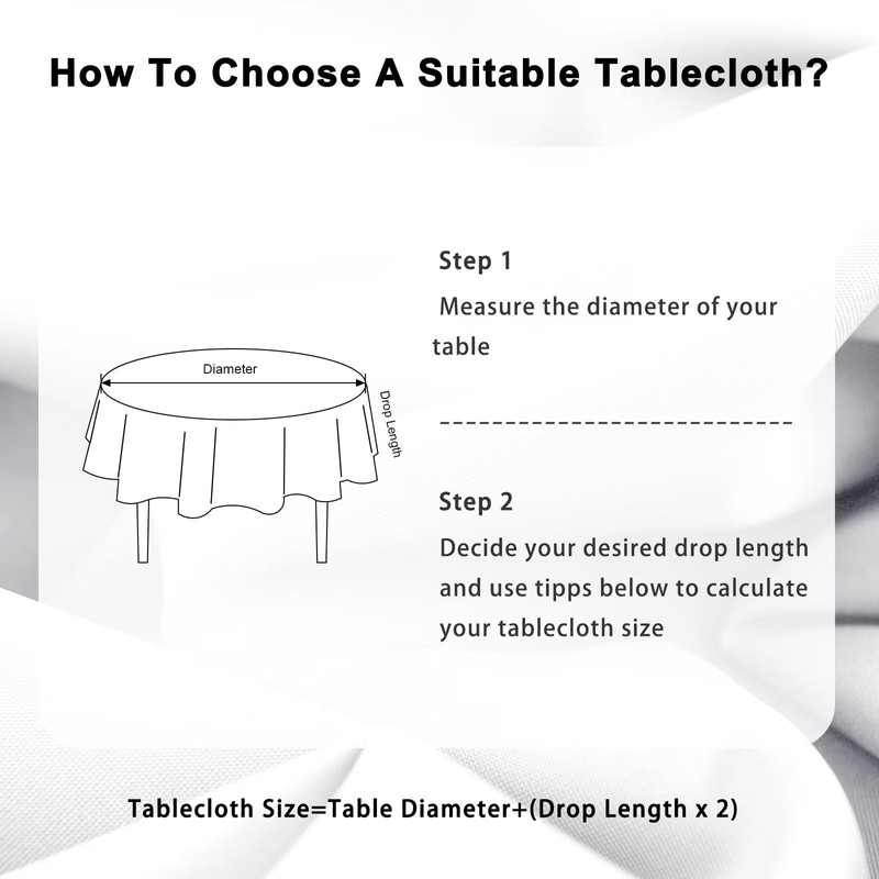 DWCN Table Cloth Round 150cm Wipe Clean Tablecloth White Round