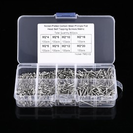 800 Pieces Self-Tapping Screws Set, Drilling Screws M2 Stainless Steel Drywall Screws Self-Drilling Flat Head Phillips Screws Drywall Screws with Storage Box