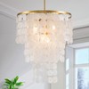 LumFurn 4-Lights Capiz Shell Chandeliers, 3-Layer Modern Pendant Light Fixture