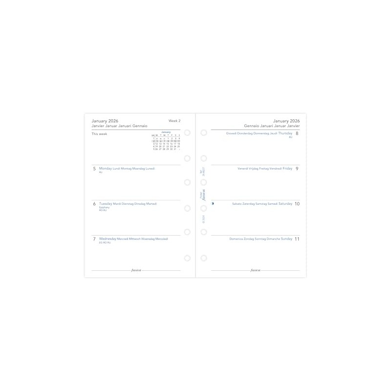 Filofax Pocket week on two pages 5 language 2026 diary