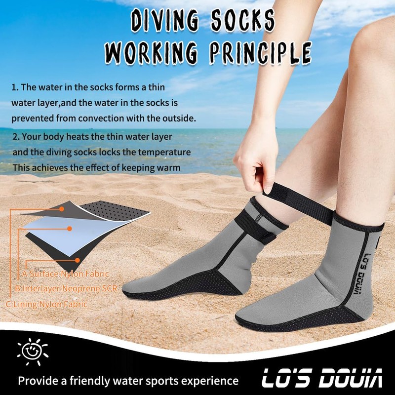 Lo's Douia Neoprene Socks 3mm Diving Socks Wetsuit Socks Thermal