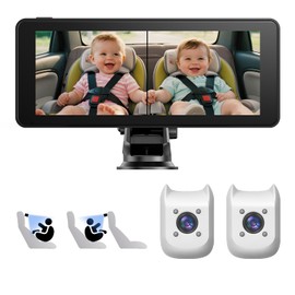Smocraut 2-Kids Baby Car Seat Camera, 7 Inch Ultrawide Display with Two Rear-facing Cameras - USB Powered Rear Seat Camera HD 1080P (Dual Cameras)