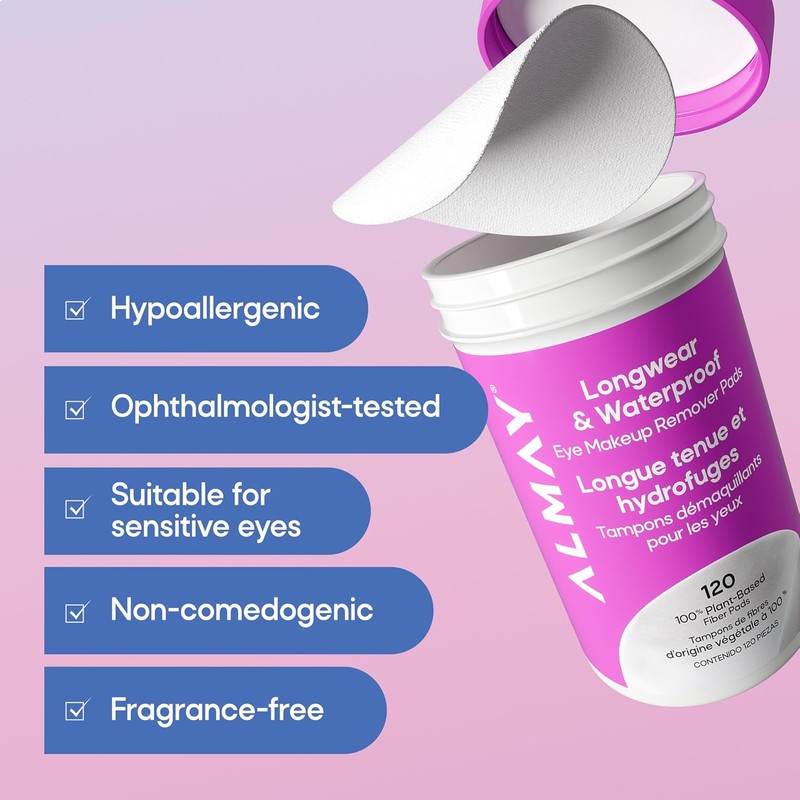 Almay Pads desmaquillantes biodegradable longwear 120 piezas