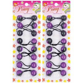 16 Pcs Hair Ties 20mm Ball Bubble Ponytail Holders Colorful Black Two Tone Elastic Accessories for Kids Children Girls Women All Ages (Purple)