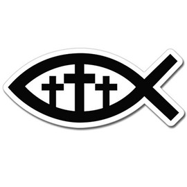 AK Wall Art Christian Fish Vinyl Sticker - Car Window Bumper Laptop - Select Size